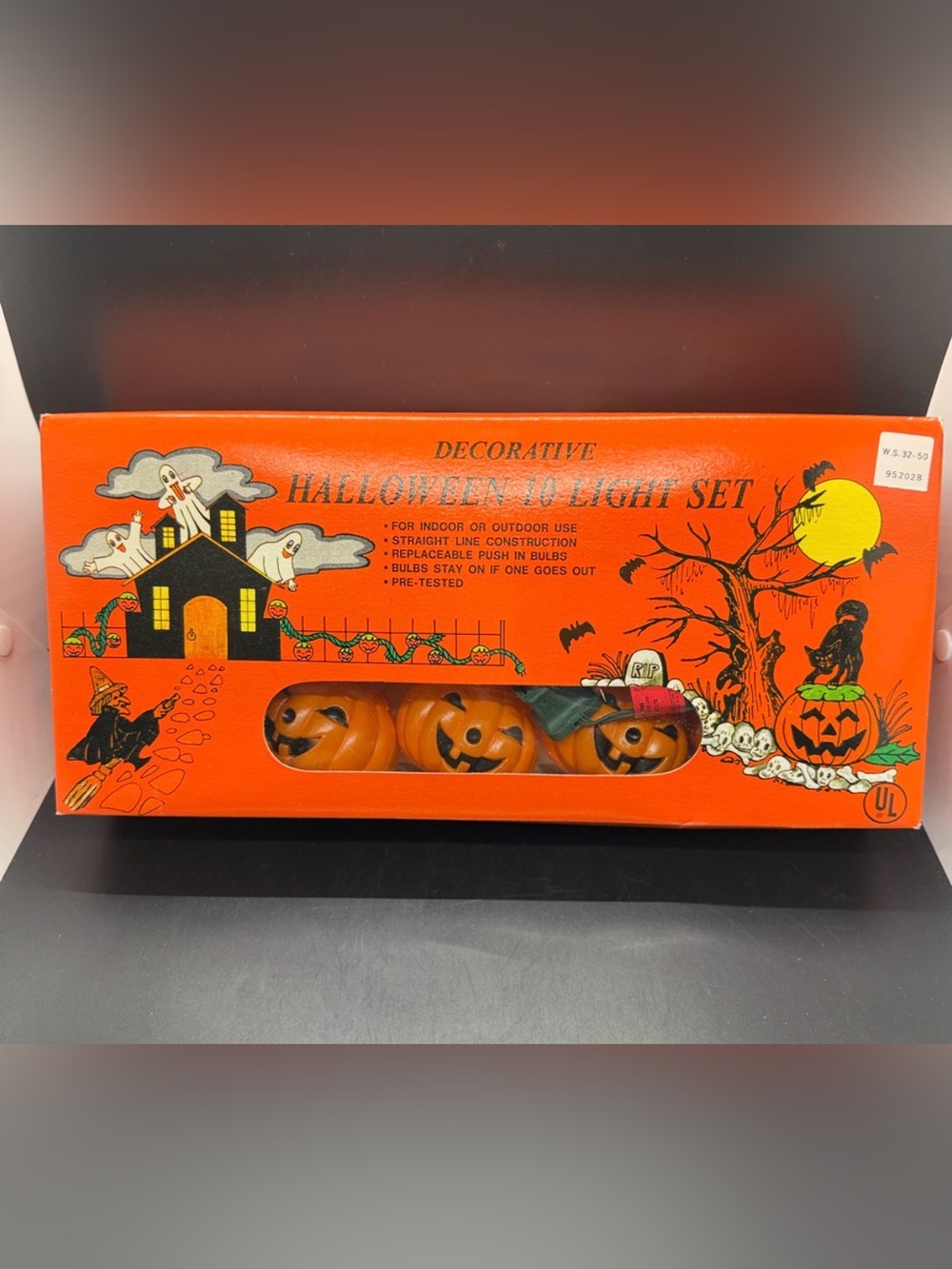 NWT Vintage deadstock Halloween Blow Mold Jack O Lanterns Pumpkin String Light